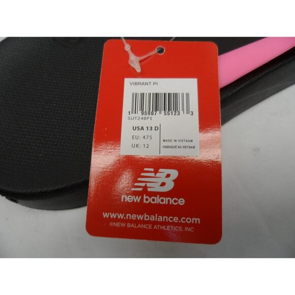 New Balance Men's Vibrant Thong Flip-Flops SUT24BP1 Black/Pink Size 13D - Picture 8 of 8